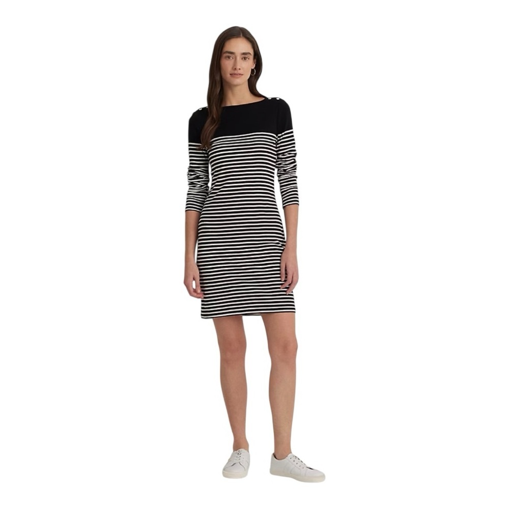 Ralph Lauren Black Label Stripe Midi Dress Long Sleeve
